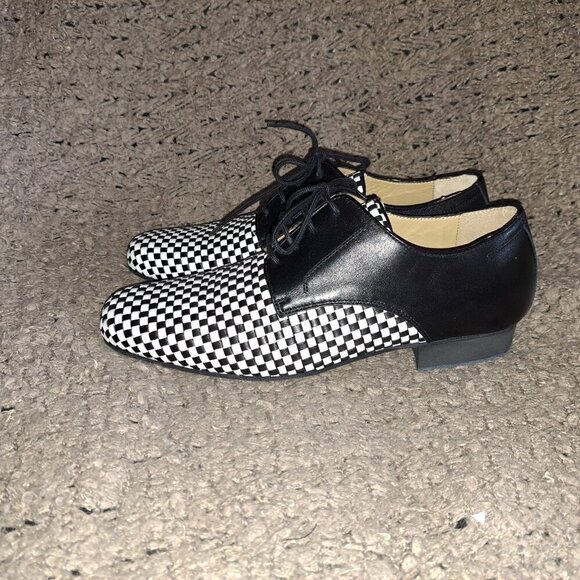 NUEVA EPOCA-Cordova-Woven Black/White Leather Dance Shoes-Sz 6.5UK/8US-NWOB - Picture 2 of 8